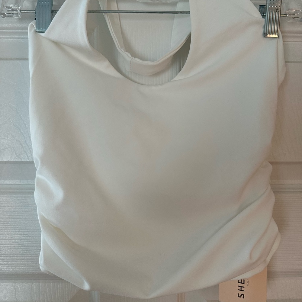 SHEIN White Halter Crop Top